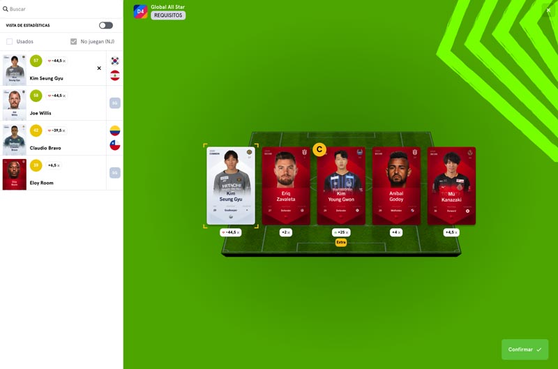 Equipo formado con capitán